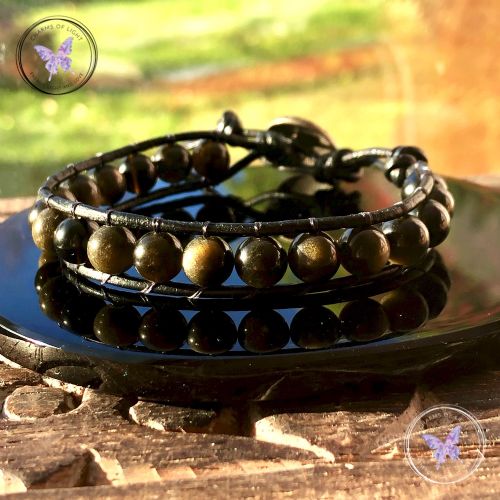 Golden Obsidian 8mm Wrap Bracelet